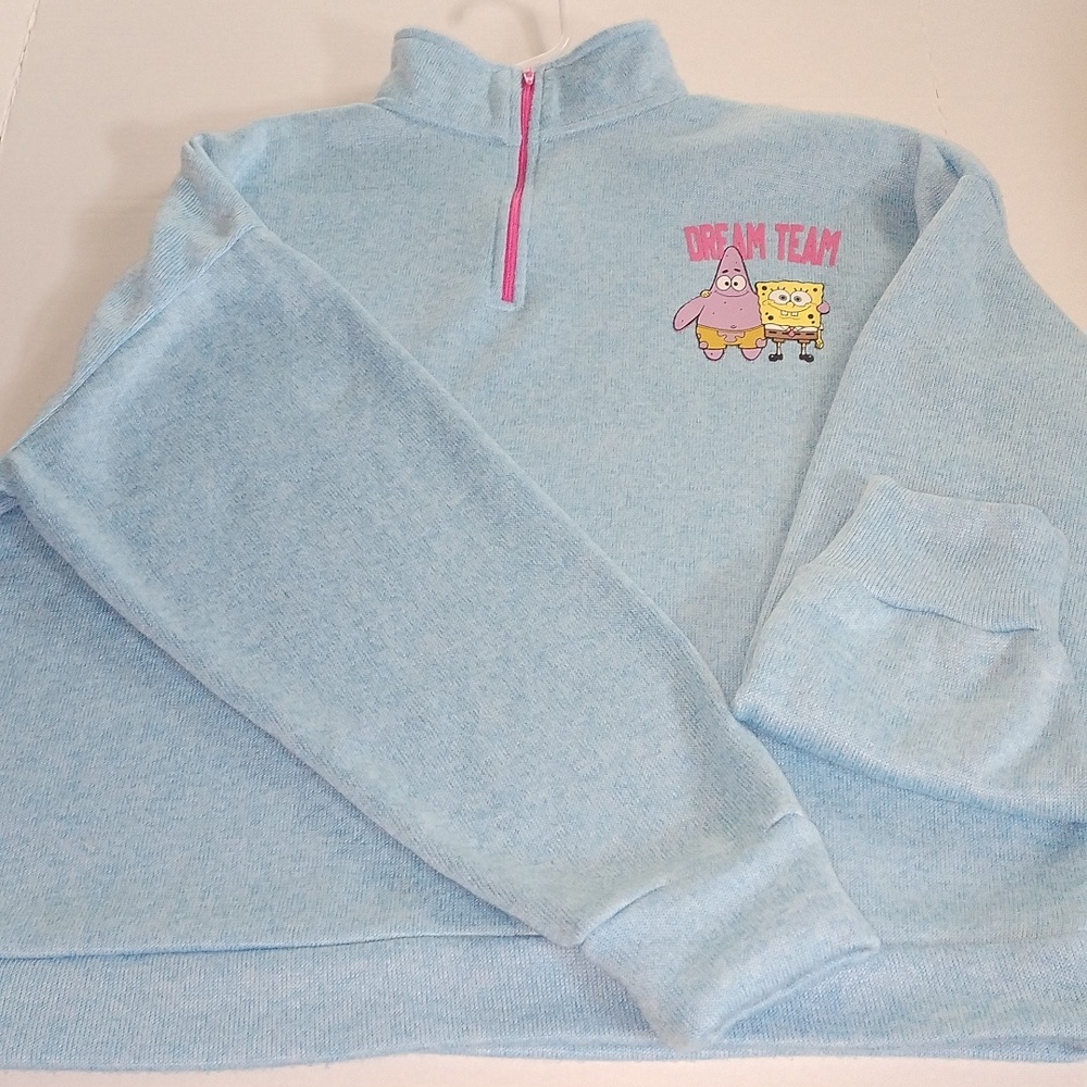 Women's Nickelodeon SpongeBob Light Blue Stretch Sweat Shirt Sz XXL